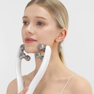White and Silver Facial Massage Tool for Skincare